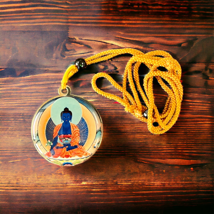 Medicine Buddha Enamel Pendant