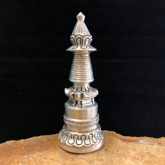 Kadampa Style Stupa - Silver Plated