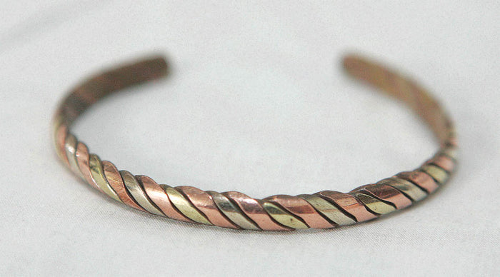 three-metal woven bangle
