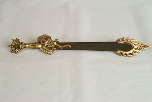flaming sword of wisdom w/brass makara handle