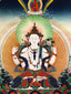 Thangka - Avalokitesvara Thangka (Hand Painted, 17"x25") - Tibetan Spirit
