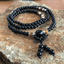 Full Malas - Black Onyx Mala (108 Beads, Tiger Eye Spacers) - Tibetan Spirit