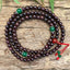 Malas - Garnet Mala with Quartz Crystal or Green Jadeite Spacer Beads - Tibetan Spirit
