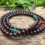 Malas - Garnet Mala with Quartz Crystal or Green Jadeite Spacer Beads - Tibetan Spirit
