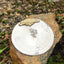 Melong - Melong Riual Mirror - Hrīh Syllable - (White Metal, Brass Accents, 3" Diameter) - Tibetan Spirit