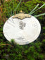 Melong - Melong Riual Mirror - Hrīh Syllable - (White Metal, Brass Accents, 3" Diameter) - Tibetan Spirit