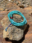 Blue Jadeite Mala with Red Spacer