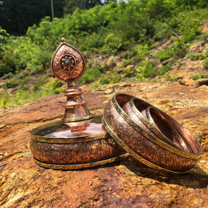 Hand-Beaten Copper Mandala Set