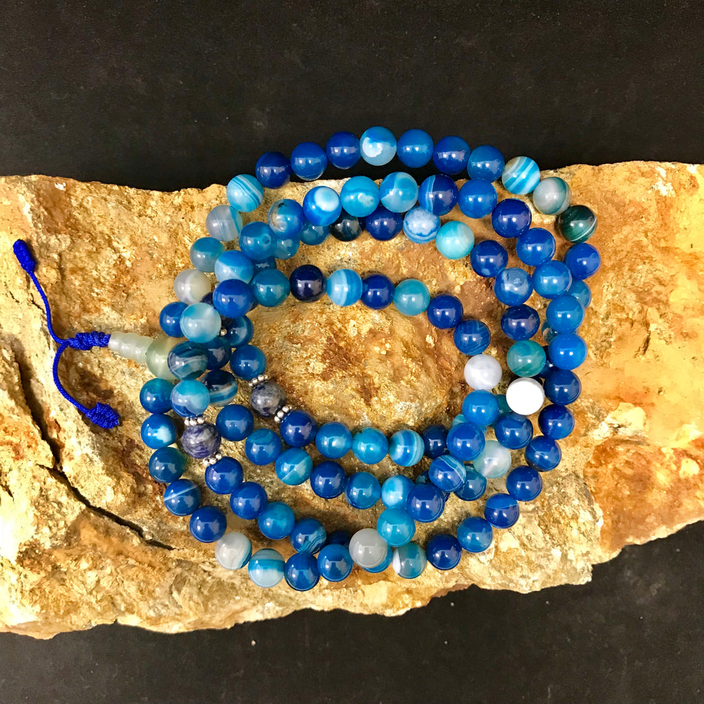 108 Beads - Tibetan Mala Prayer Beads - Small 6mm Blue Beads Mala - 6m –  TibetanBeadStore