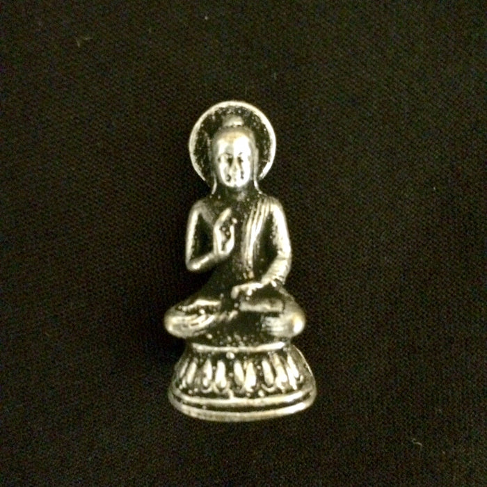 Buddha - silver-color on brass, 1.5" tall