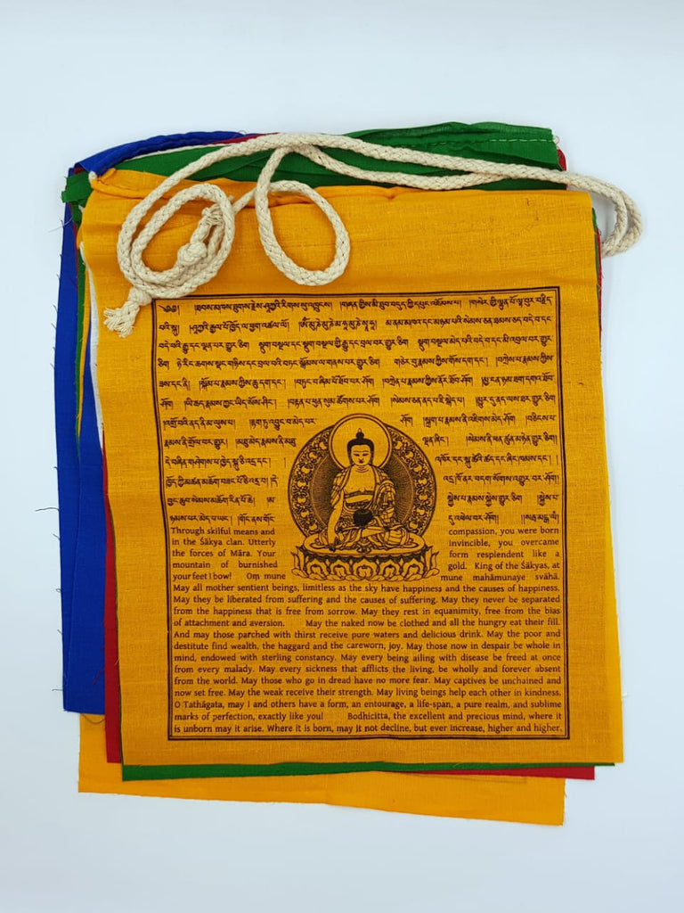 Buddha Shakyamuni Prayer Flags - 100% Cotton