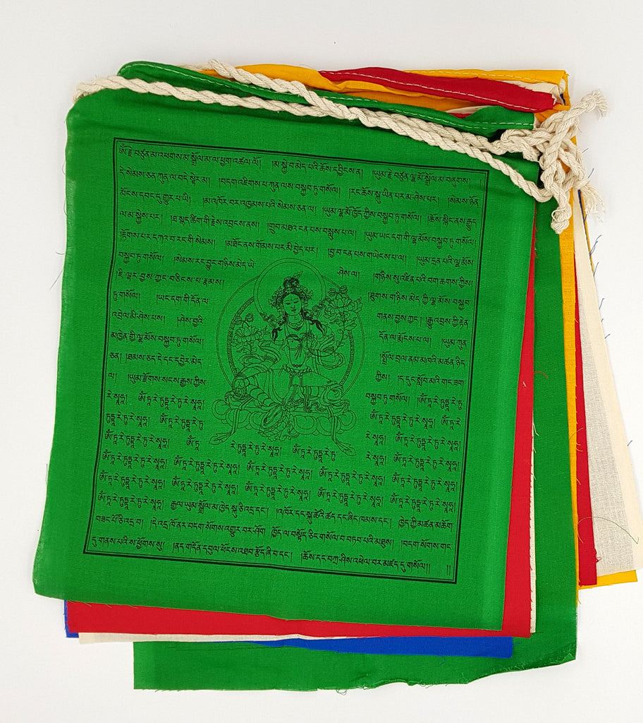 Green Tara Prayer Flags - 100% Cotton