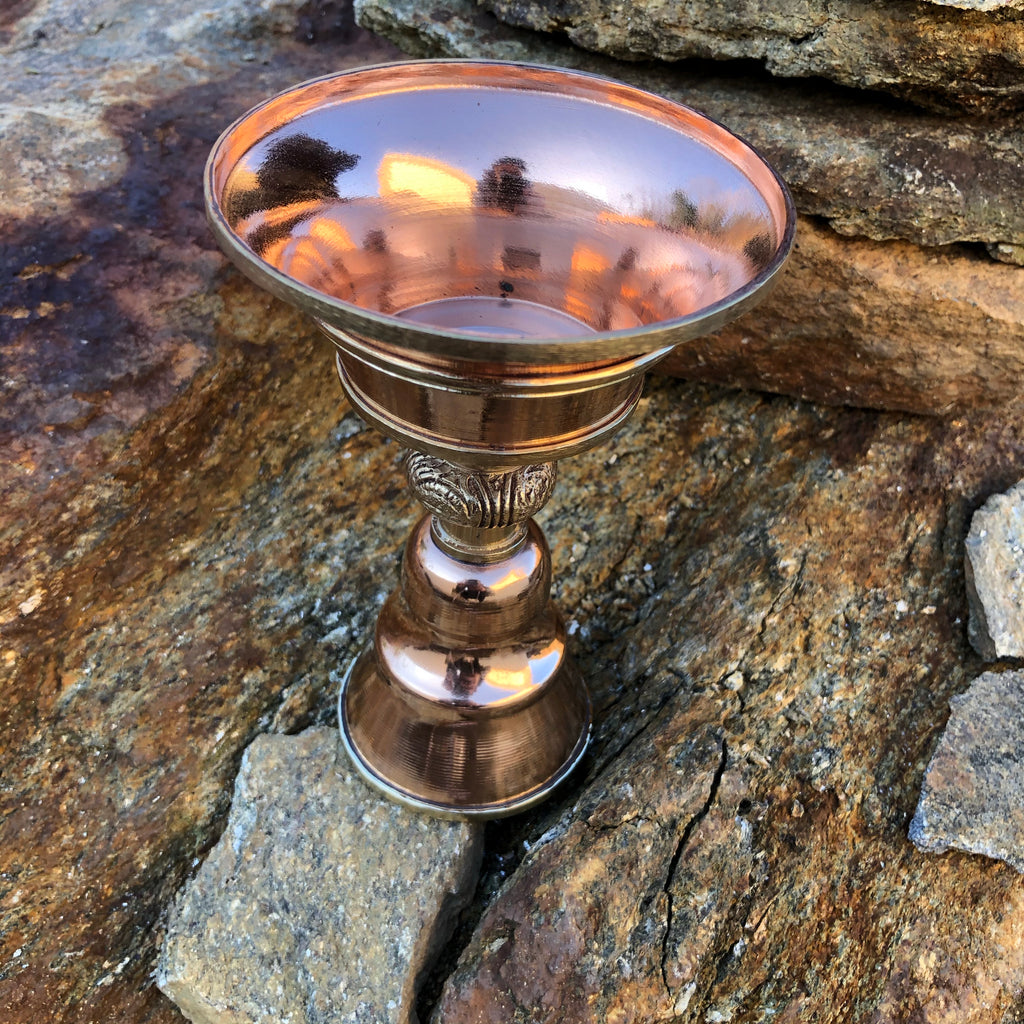 Copper Butter Lamp with Brass Details