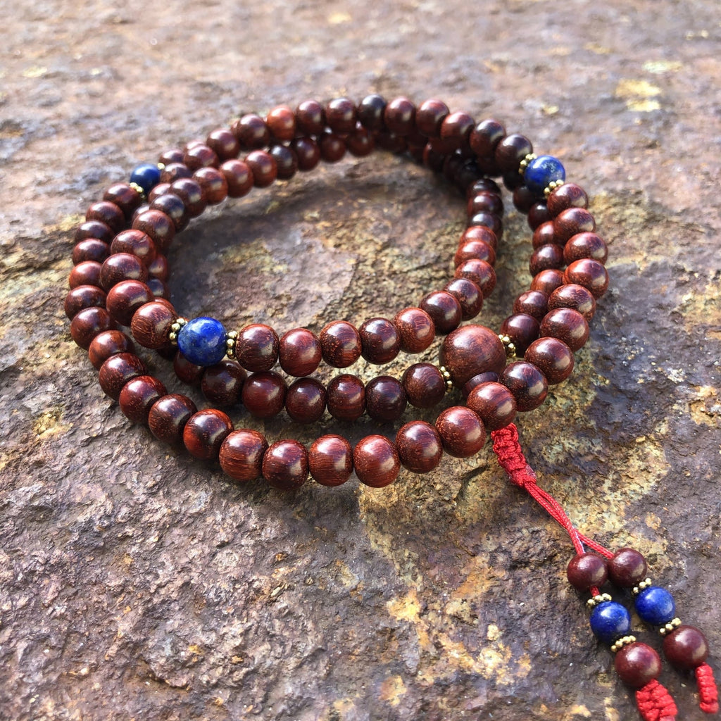 Red Sandalwood Mala w/Spacers