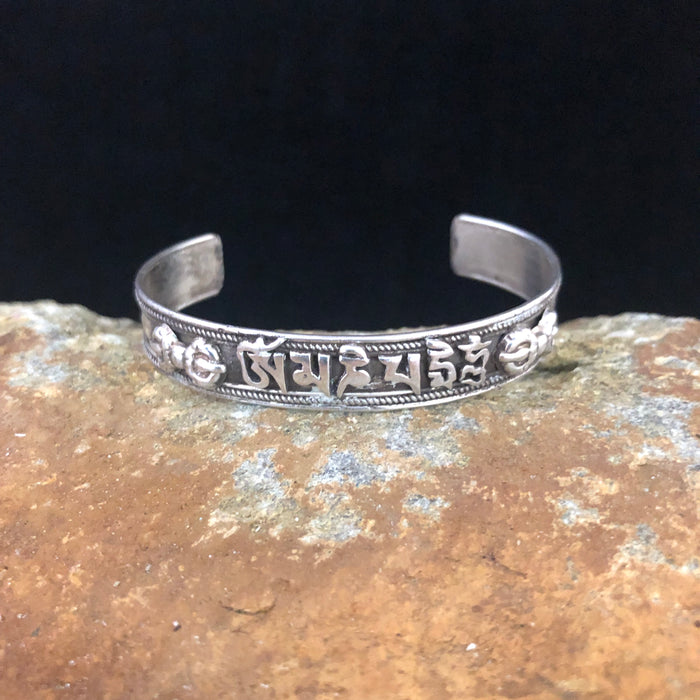 Mani Mantra Silver Cuff Bracelet