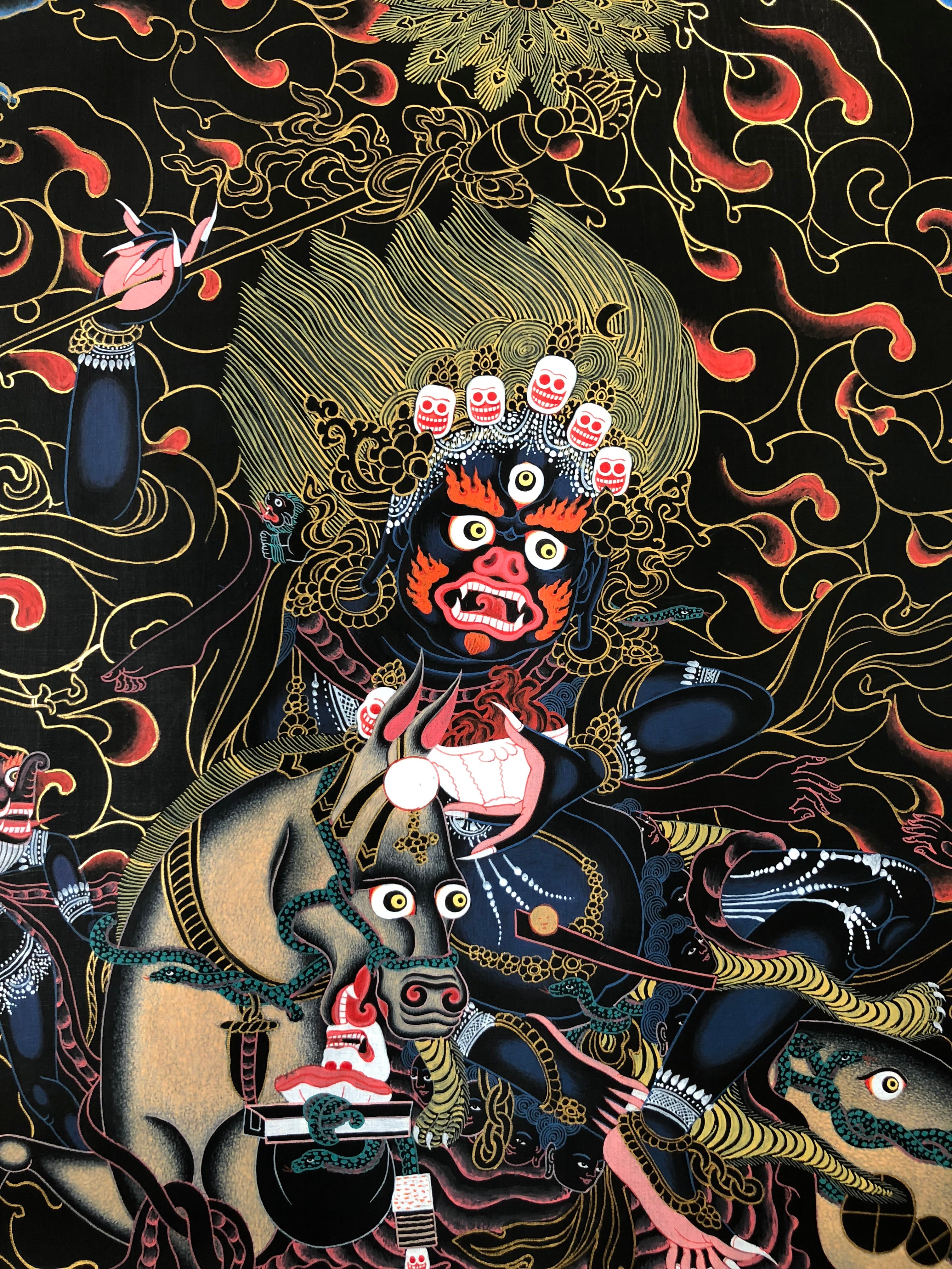 Palden Lhamo Thangka (Hand Painted, 15” x 20”) – Tibetan Spirit