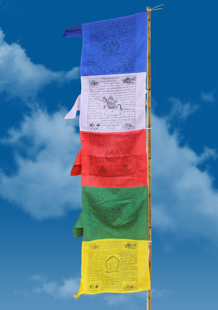 5 Deities Vertical Prayer Flags - 100% Cotton